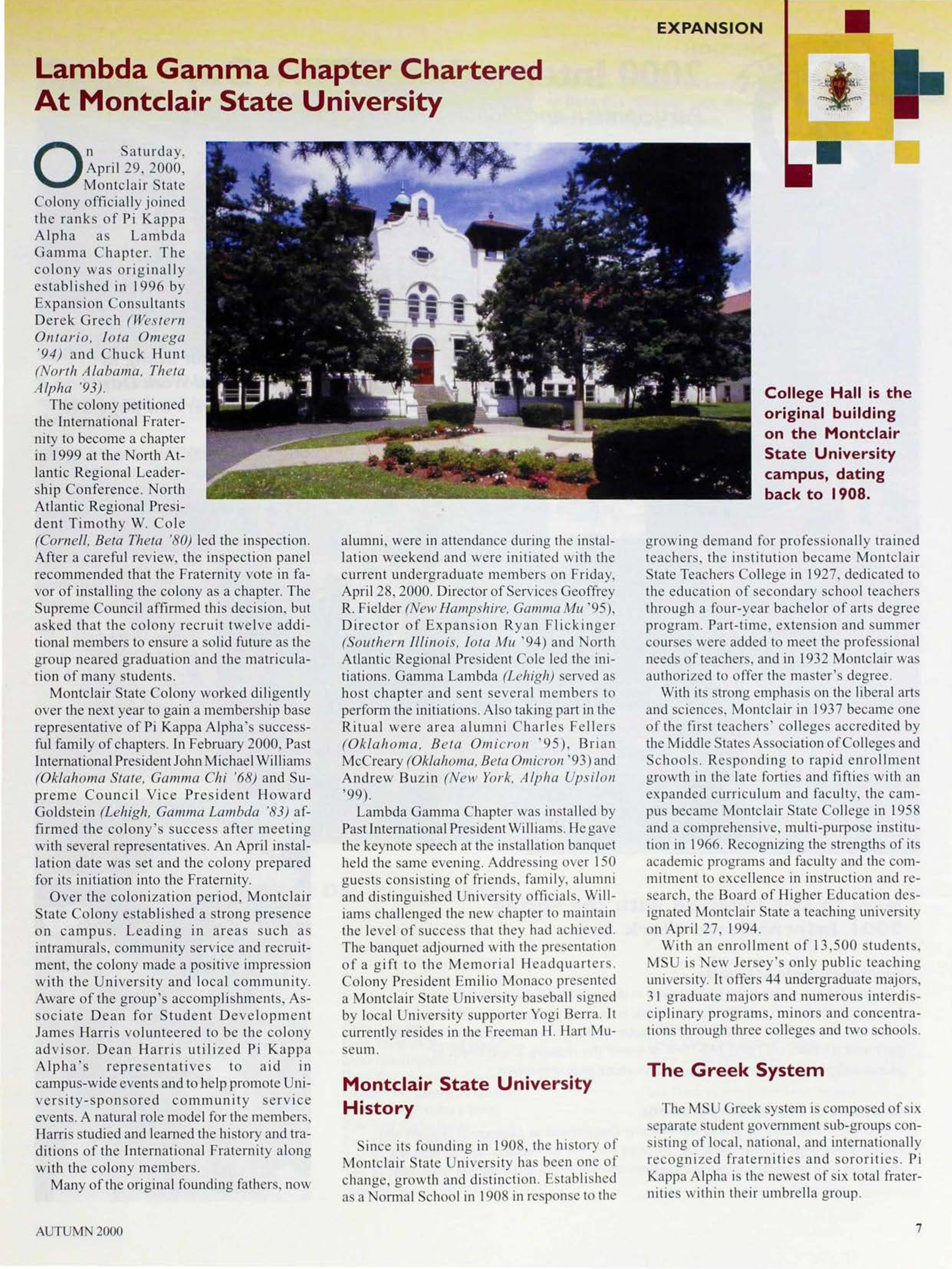 Expansion: Lambda Gamma Chapter Chartered at Montclair State University